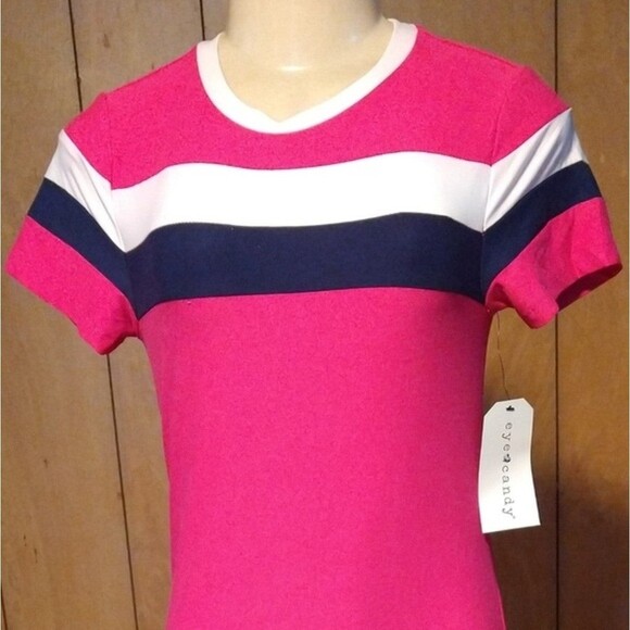 Pink Striped Bodycon Dress M - Picture 3 of 7